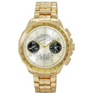 48mm Montres Carlo Men's Gold Metal Band Luxury Sport Analog Fashion Dress Watch